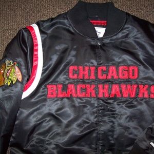 CHICAGO BLACKHAWKS Starter Snap Down Jacket BLACK